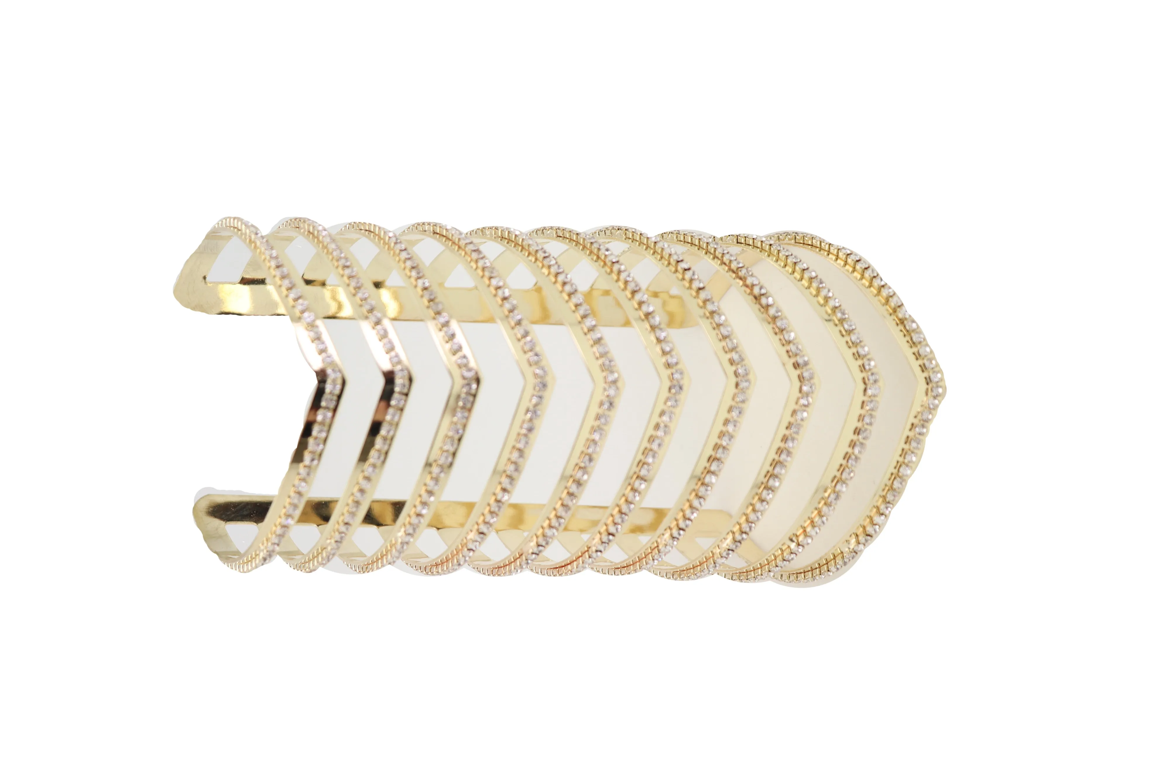 Jewelry Gold Metal Bling Extra Long Cuff Bracelet Fancy Chevron Wonder Hot