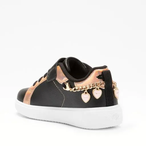 Lelli Kelly Gioello Black Trainers with Rose Gold Charm Love Heart Bracelet