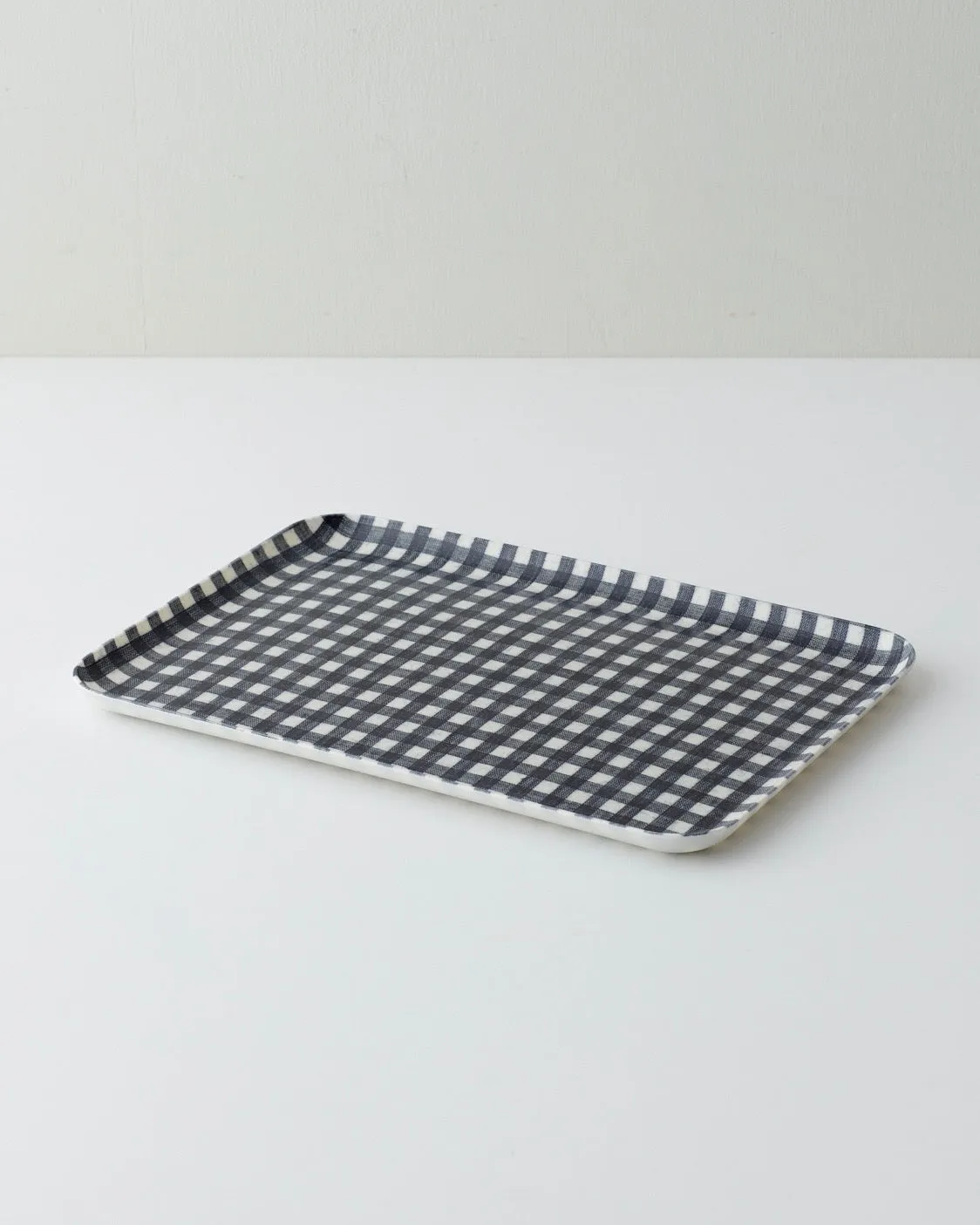 Linen Tray Medium: Navy White Check