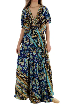 Long Flowy Floral 'Cara' Maxi Dress in Navy