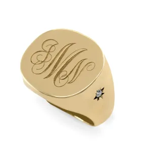 Mila Gold Ring Star Side Setting and Engraving