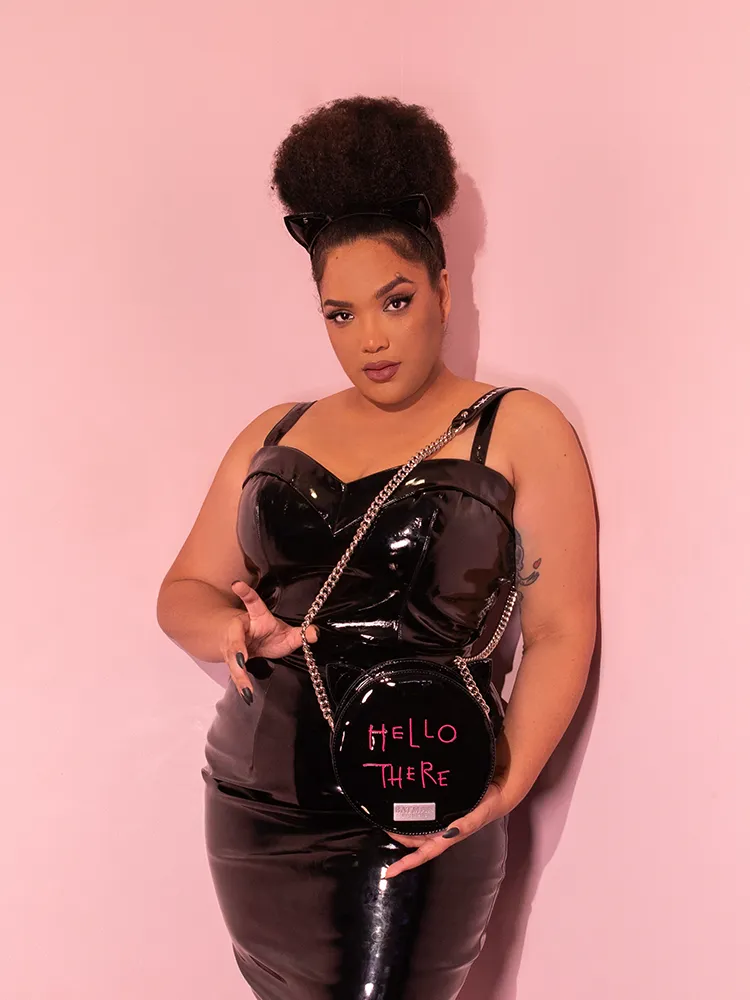 Miss Kitty Maneater Top in Black Vinyl - Vixen by Micheline Pitt