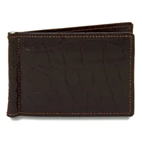 Money Clip in Brown Alligator