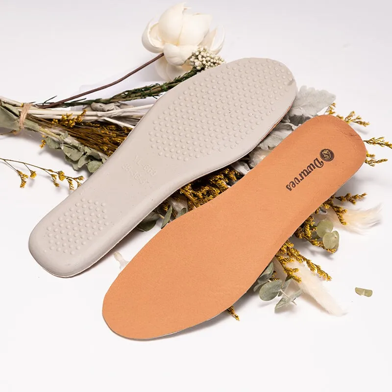 Naturally Tanned Genuine Leather Insoles with Massage Design