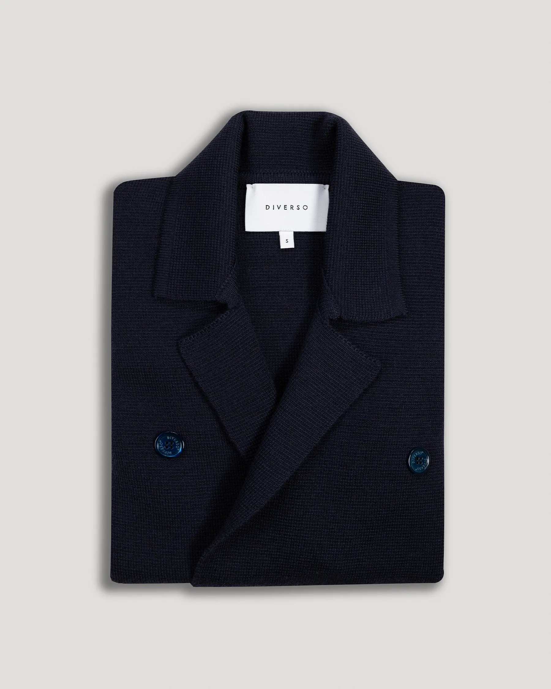 Navy Tonal Knitted Merino Blazer