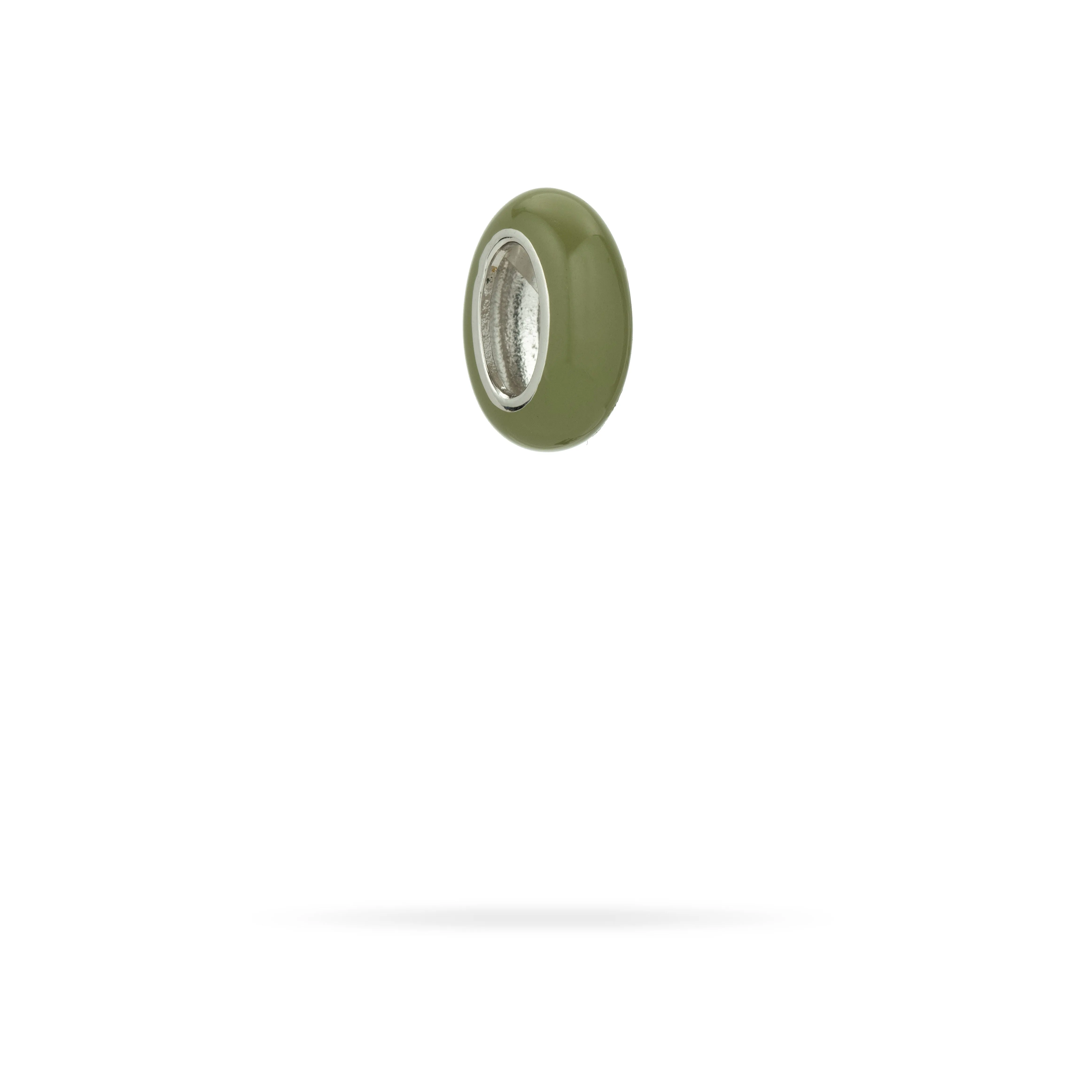 Olive Green Enamel Big Bead