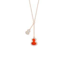 Petite Wulu Necklace Diamonds & Red Agate