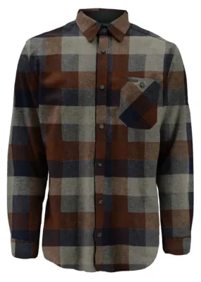 Point Zero Cotton Light Brush Flannel Overshirt | Navy/Bark