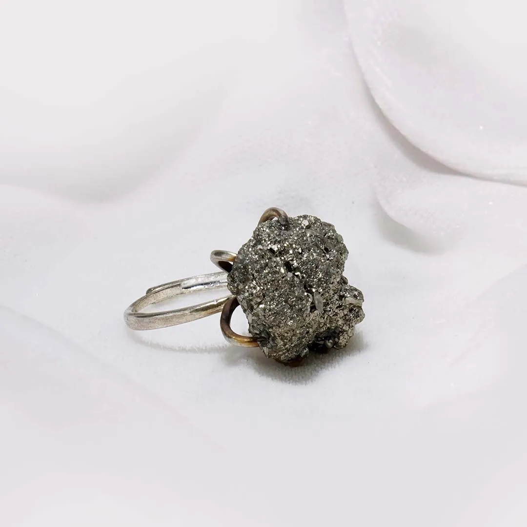 Pyrite Geode Spider Ring