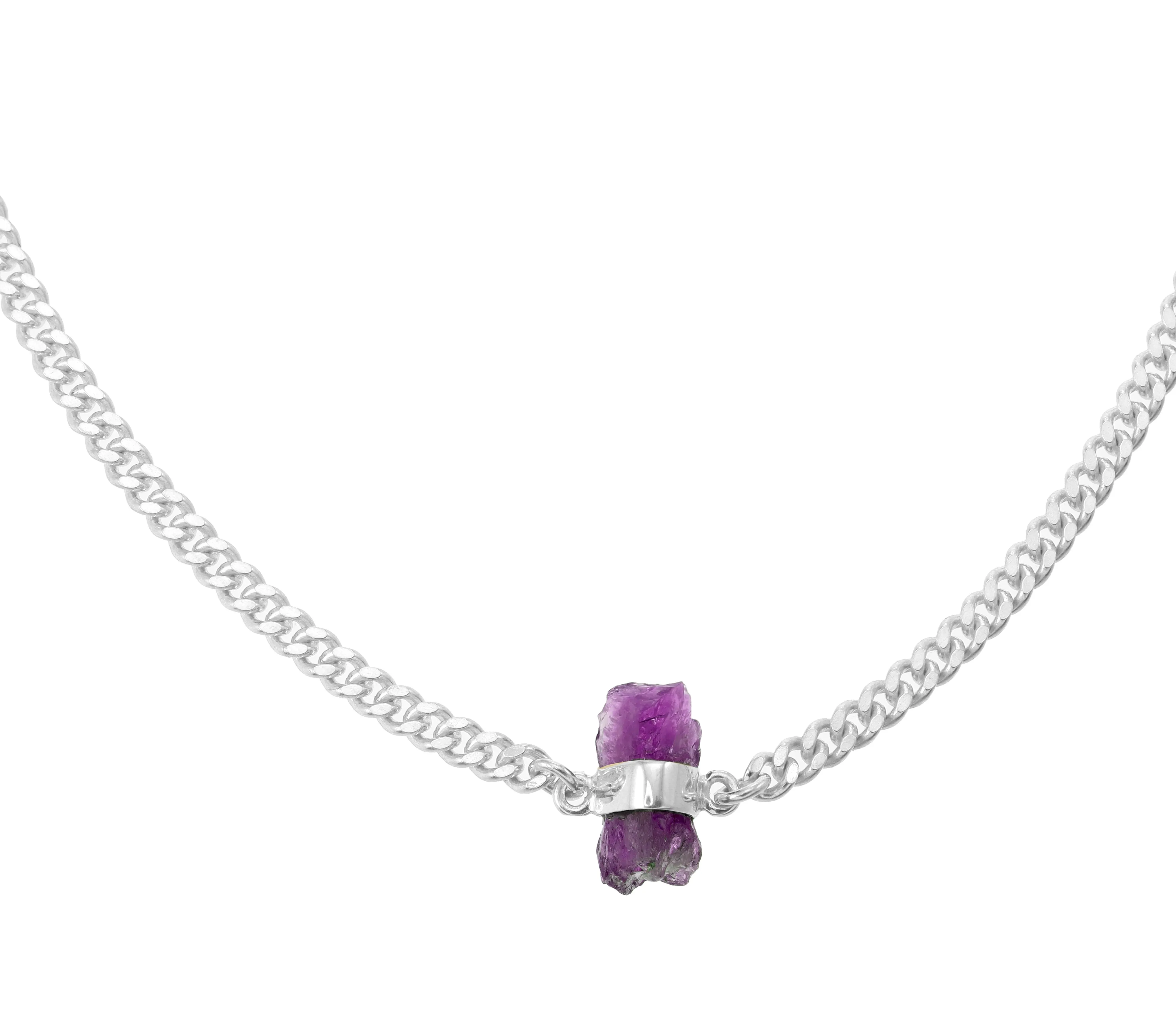 ROUGH GEM NECKLACE - AMETHYST - SILVER