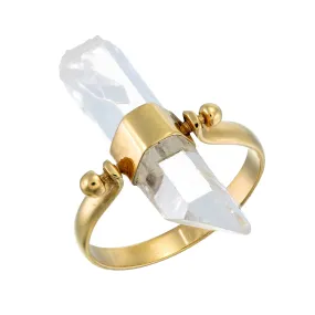 ROUGH QUARTZ SWIVEL RING - GOLD