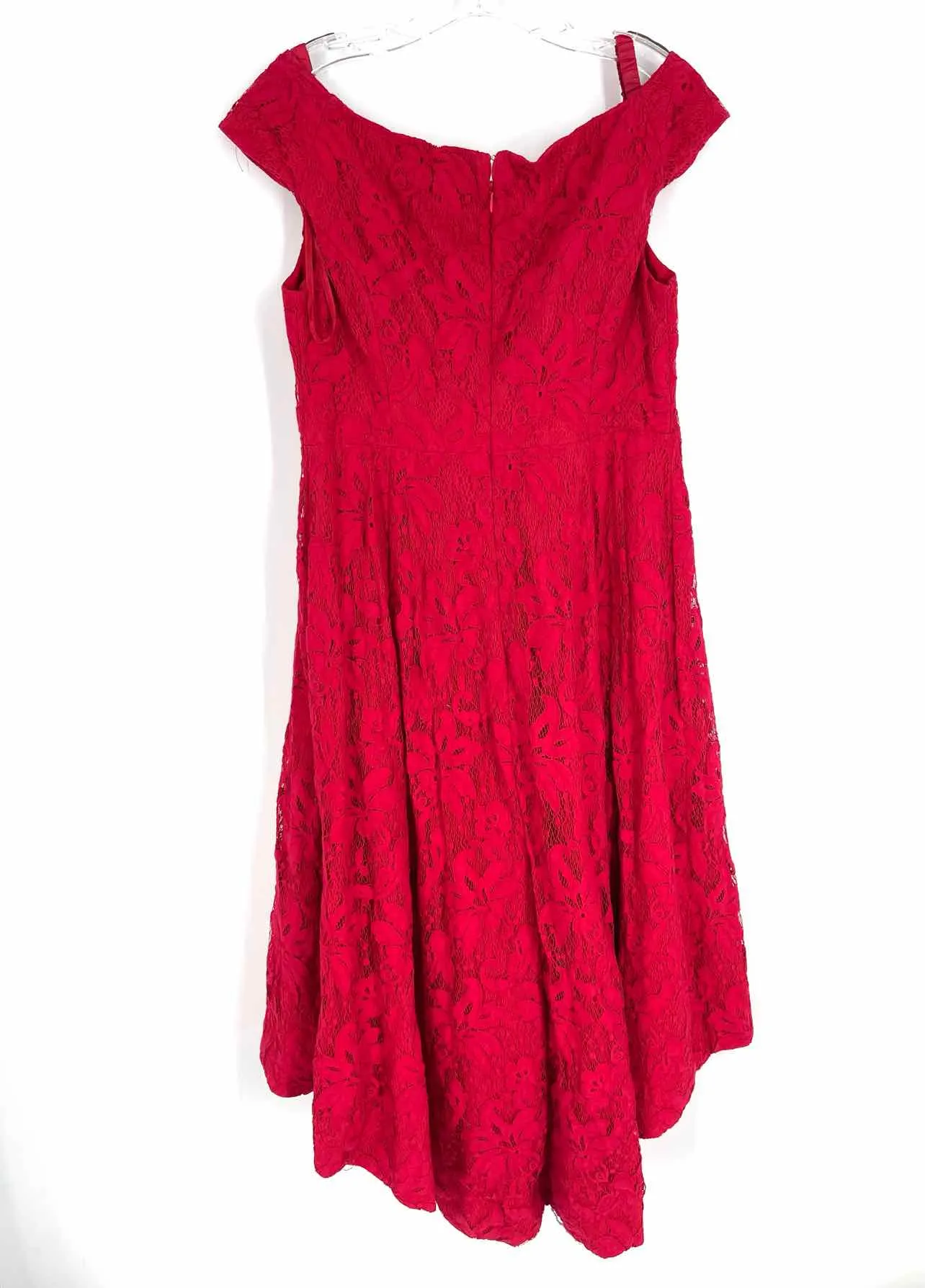 Size 14 Red Floral Lace Designer Dress