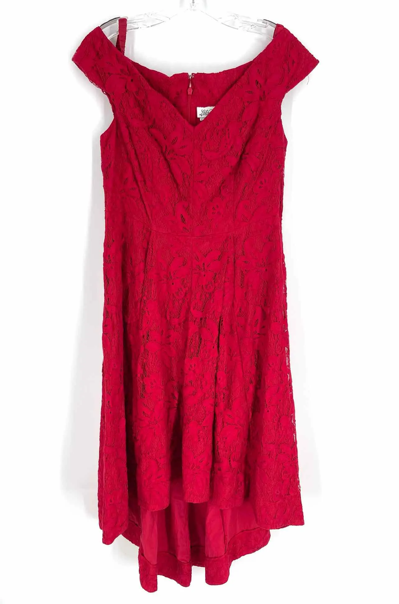 Size 14 Red Floral Lace Designer Dress