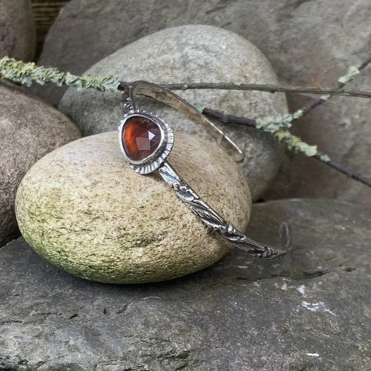 Sterling silver and Rhodolite Garnet stacking bangle