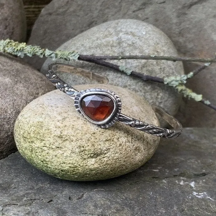 Sterling silver and Rhodolite Garnet stacking bangle