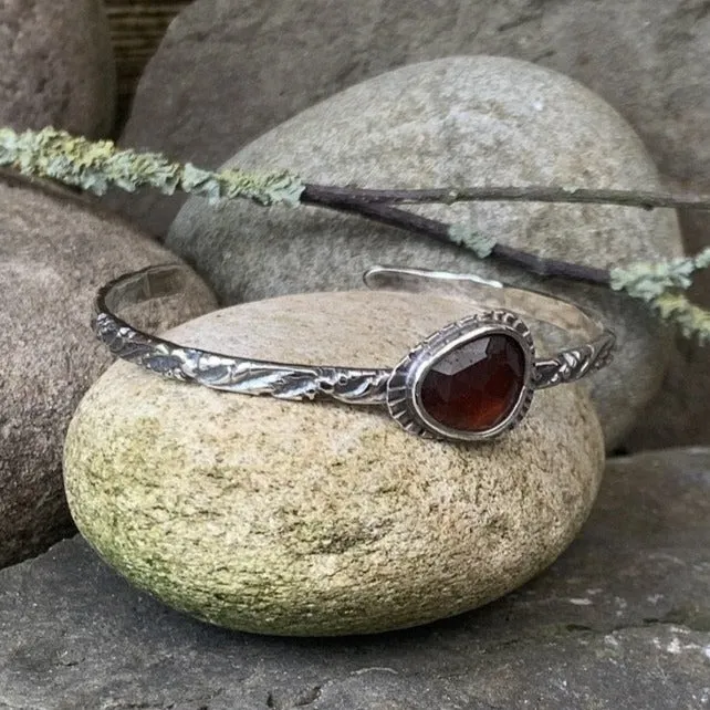 Sterling silver and Rhodolite Garnet stacking bangle