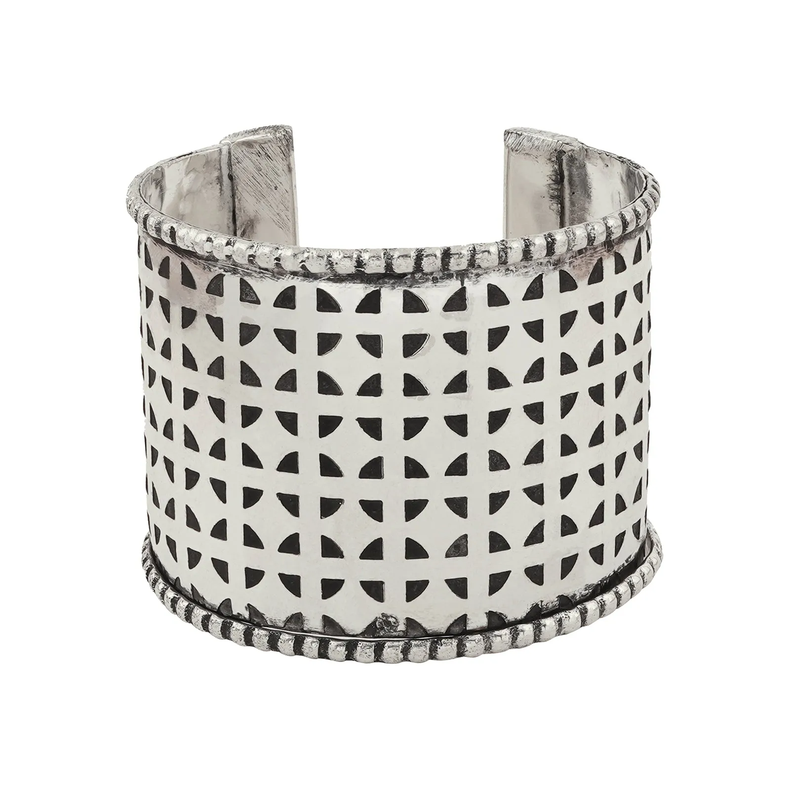 Teejh Fizah Silver Oxidised Cuff Bracelet