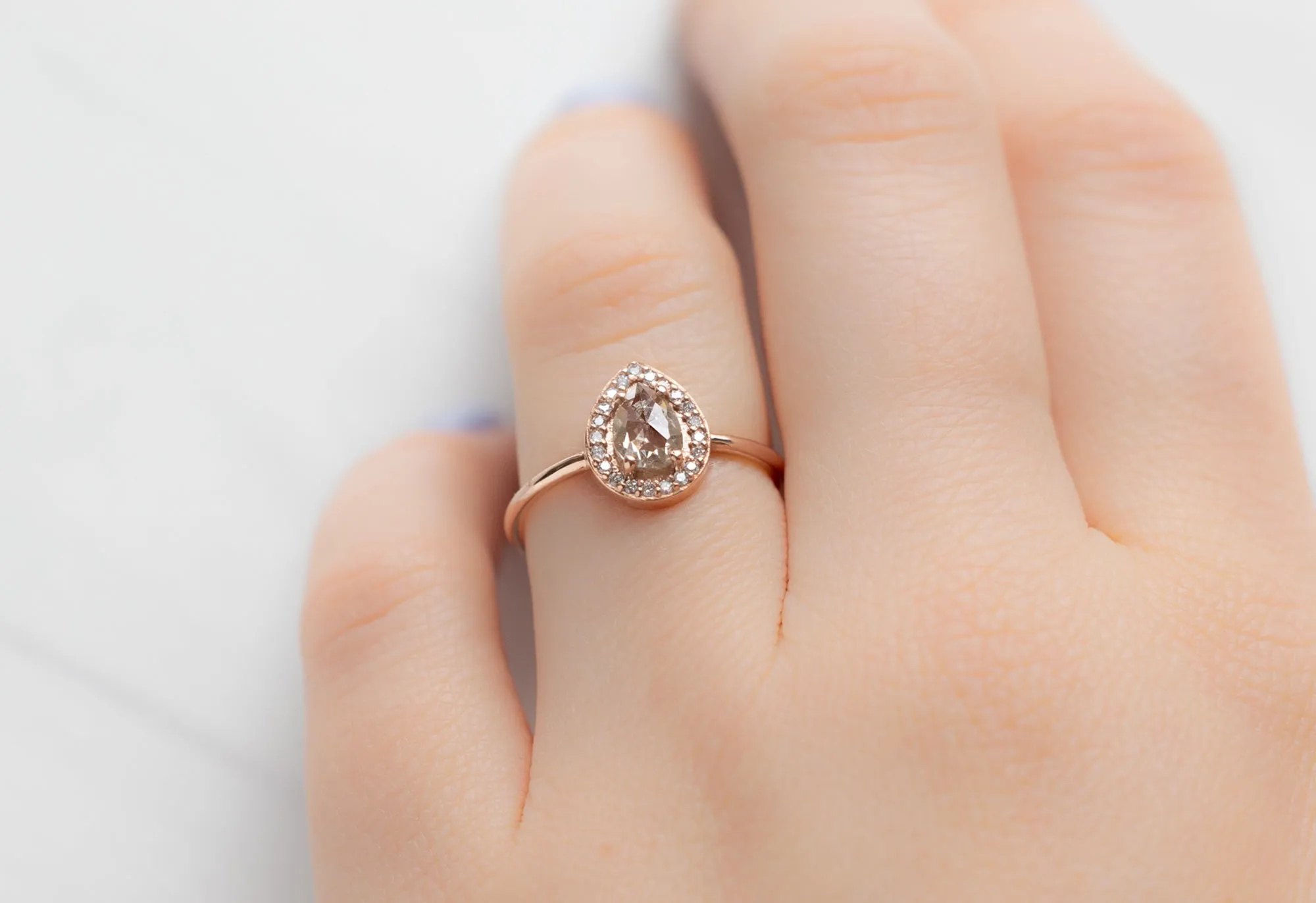 The Dahlia Ring with a .59ct Rose-Cut Champagne Diamond