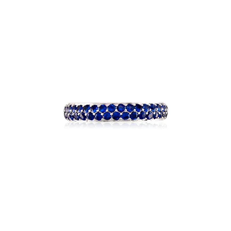 Varenna Jewel Two Row Pave Set Blue Sapphire Eternity Band